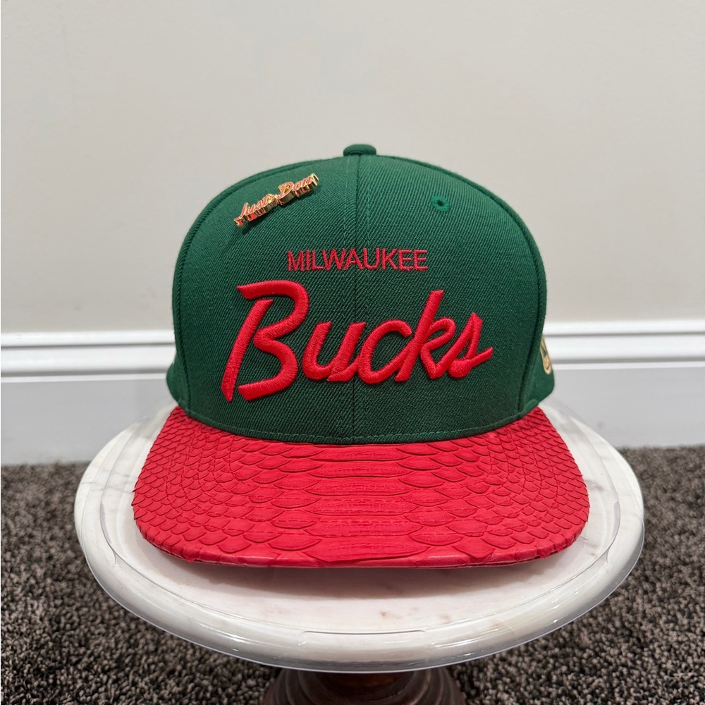 Just Don x Mitchell & Ness NBA Milwaukee Bucks Green/Red Python Hat